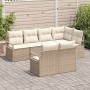 Conjunto de sofá de jardín 7 pcs Beige Poliratán