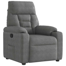 Sillón reclinable tela de microfibra gris oscuro