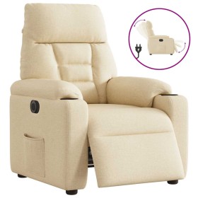 Sillón reclinable eléctrico de tela crema by , Armchairs - Ref: Foro24-3303020, Price: 195,75 €, Discount: %