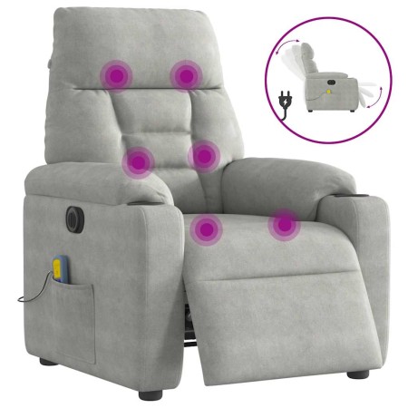 Sillón reclinable masaje eléctrico tela microfibra gris claro | Foro24.es | Tu tienda online para hogar, jardín y más Foro24.es
