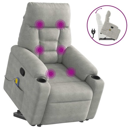 Sillón reclinable de masaje elevable tela microfibra gris claro | Foro24.es | Tu tienda online para hogar, jardín y más Foro24.es