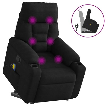 Sillón reclinable de masaje elevable tela de microfibra negro by , Armchairs - Ref: Foro24-3303097, Price: 282,78 €, Discount: %
