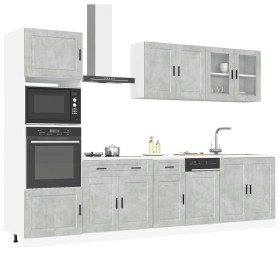 Mueble cocina Kalmar gris hormigón 7 pzas madera