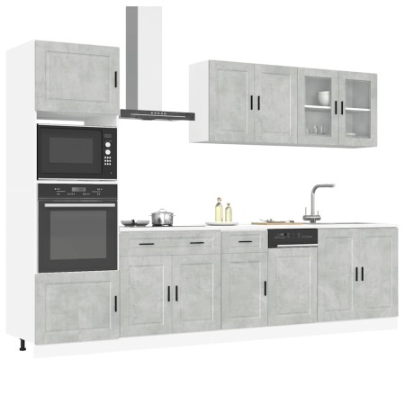 Mueble cocina Kalmar gris hormigón 7 pzas madera contrachapada by , Kitchen cabinets - Ref: Foro24-3314755, Price: 634,25 €, ...