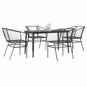 Juego de comedor jardín 5 piezas ratán sintético vidrio negro by , Garden sets - Ref: Foro24-3334487, Price: 290,99 €, Discou...