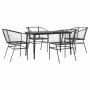 Juego de comedor jardín 5 piezas ratán sintético vidrio negro de , Conjuntos de jardín - Ref: Foro24-3334487, Precio: 290,99 ...
