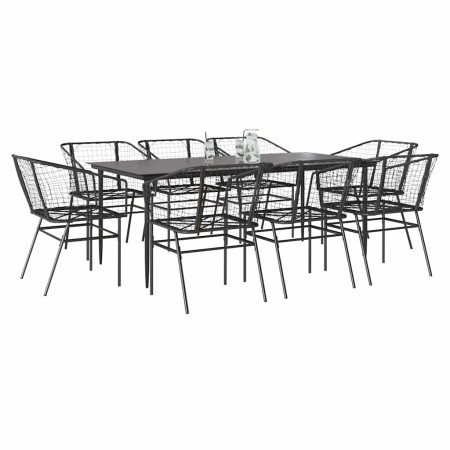 Juego de comedor jardín 9 piezas ratán polivinílico negro de , Conjuntos de jardín - Ref: Foro24-3334491, Precio: 538,33 €, D...