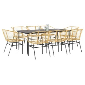 Juego comedor jardín 9 pzas ratán sintético marrón de , Conjuntos de jardín - Ref: Foro24-3334498, Precio: 535,36 €