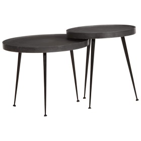 Mesa de centro 2 uds madera contrachapada negra