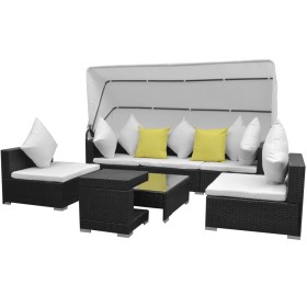 Conjunto de sofás de jardín con dosel poliratán marrón 7 piezas von , Gartensets - Ref: Foro24-42750, Preis: 655,28 €, Rabatt: %
