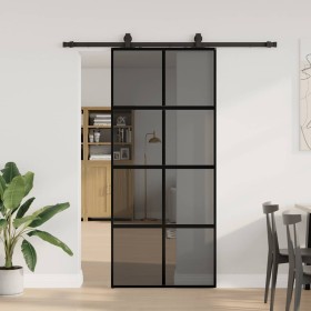 Puerta corredera con herrajes negro 90x205 cm vidrio templado by , Doors - Ref: Foro24-3375836, Price: 281,01 €, Discount: %