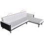 Sofá cama en forma de L de cuero artificial blanco y negro de , Sofás - Ref: Foro24-244333, Precio: 219,46 €, Descuento: %