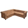 Sofá esquinero Chesterfield de 5 plazas de piel sintética marrón by , Sofas - Ref: Foro24-287914, Price: 913,19 €, Discount: %