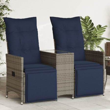 Sofá de jardín reclinable de 2 plazas con Mesa de ratán sintético gris | Foro24.es | Tu tienda online para hogar, jardín y más Foro24.es