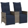 Sofá de jardín reclinable de 2 plazas con Mesa de ratán sintético gris | Foro24.es | Tu tienda online para hogar, jardín y más Foro24.es