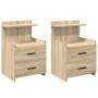 Mesitas de noche 2 unidades con 2 cajones roble Sonoma 40x36,5x62 cm by , Nightstands - Ref: Foro24-858637, Price: 80,14 €, D...