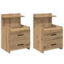 Mesitas de noche 2 unidades con 2 cajones roble artesanal 40x36,5x62 cm | Foro24.es | Tu tienda online para hogar, jardín y más Foro24.es