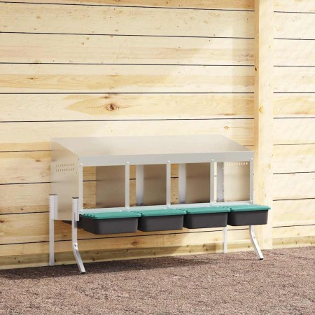 Nido para gallinas con 4 compartimentos y patas de acero
