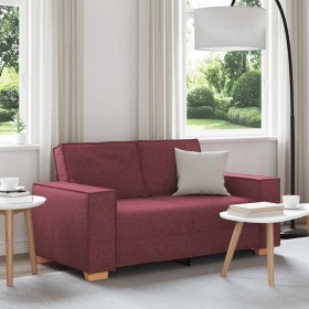 Sofá de 2 plazas de tela color rojo vino, 120 cm