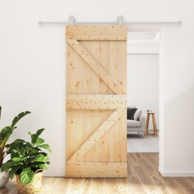 Puerta corredera con herrajes madera maciza de pino 80x210 cm von , Türen - Ref: Foro24-3203101, Preis: 191,64 €, Rabatt: %