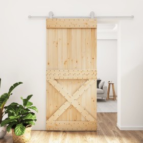 Puerta corredera con herrajes madera maciza de pino 95x210 cm von , Türen - Ref: Foro24-3203120, Preis: 226,40 €, Rabatt: %