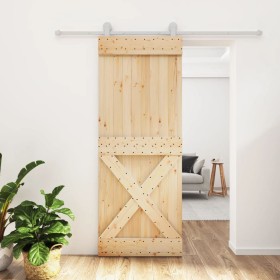 Puerta corredera con herrajes madera maciza de pino 80x210 cm by , Doors - Ref: Foro24-3203117, Price: 185,93 €, Discount: %