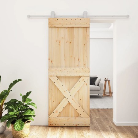Puerta corredera con herrajes madera maciza de pino 80x210 cm by , Doors - Ref: Foro24-3203117, Price: 185,93 €, Discount: %