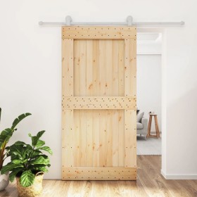 Puerta corredera con herrajes madera maciza de