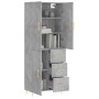 Aparador alto madera contrachapada gris hormigón 69,5x34x180 cm de , Aparadores - Ref: Foro24-3195895, Precio: 164,84 €