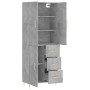 Aparador alto madera contrachapada gris hormigón 69,5x34x180 cm | Foro24.es | Tu tienda online para hogar, jardín y más Foro24.es