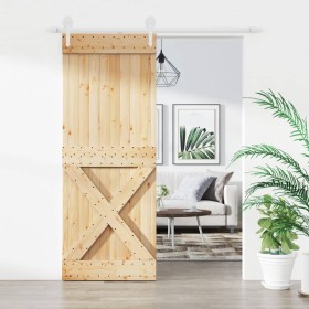 Puerta corredera con herrajes madera maciza de pino 80x210 cm by , Doors - Ref: Foro24-3203224, Price: 185,75 €, Discount: %