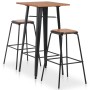 Conjunto de mesa alta y taburetes 3 piezas acero negro y marrón von , Möbelsets für Küchen und Esszimmer - Ref: Foro24-276844...