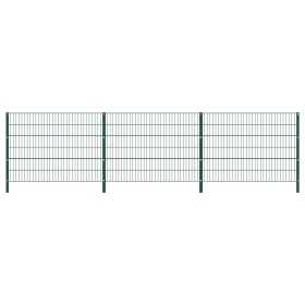 Panel de valla con postes de hierro verde 5,1x1,2