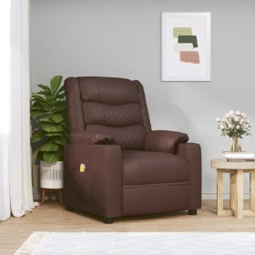 Sillón de masaje cuero sintético marrón