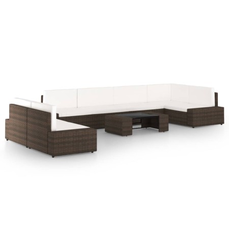 Juego muebles de jardín 8 pzas y cojines ratán sintético marrón by , Garden sets - Ref: Foro24-3067155, Price: 915,58 €, Disc...