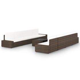 Set muebles de jardín 9 pzas y cojines ratán sintético marrón de , Conjuntos de jardín - Ref: Foro24-3067157, Precio: 916,22 ...