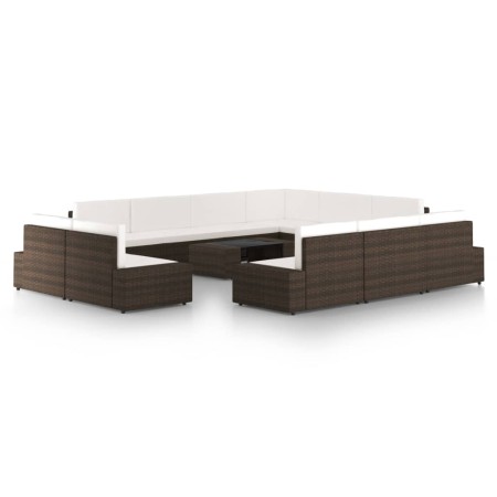 Juego de muebles de jardín 12 pzas con cojines ratán PE marrón by , Garden sets - Ref: Foro24-3067160, Price: 1,00 €, Discoun...