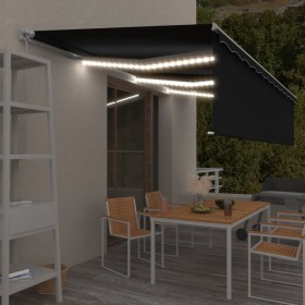 Toldo retráctil manual con persiana y LED antracita 6x3 m by , Awnings - Ref: Foro24-3069364, Price: 564,38 €, Discount: %