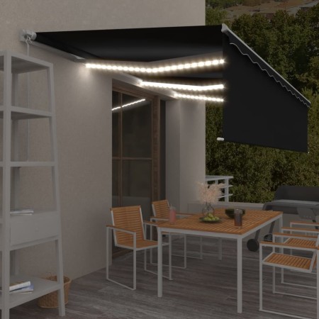 Toldo retráctil manual con persiana y LED antracita 6x3 m by , Awnings - Ref: Foro24-3069364, Price: 564,38 €, Discount: %