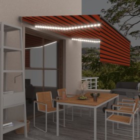 Toldo automático persiana LED ysensor de viento naranja 4,5x3m de , Toldos - Ref: Foro24-3069455, Precio: 556,48 €, Descuento: %