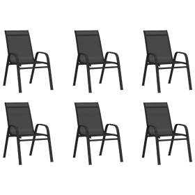 Sillas de jardín apilables 6 unidades textilene negro de , Sillas de jardín - Ref: Foro24-318783, Precio: 177,89 €, Descuento: %