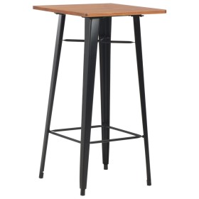 Mesa alta de bar negra madera maciza de pino acero 60x60x108 cm by , Kitchen and dining tables - Ref: Foro24-280082, Price: 1...