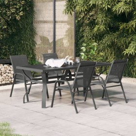 Juego de comedor para jardín 5 piezas con cojines gris y negro by , Garden sets - Ref: Foro24-3095982, Price: 372,63 €, Disco...