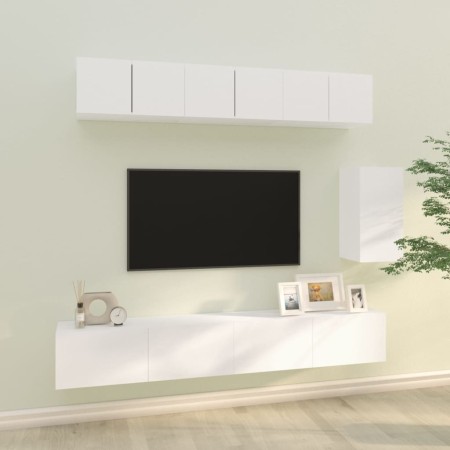 Set de muebles para TV 6 piezas madera contrachapada blanco de , Muebles TV - Ref: Foro24-3114614, Precio: 244,92 €, Descuent...