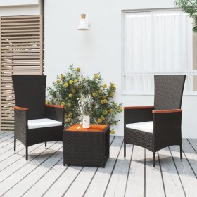 Juego muebles jardín 3 pzas madera acacia ratán sintético negro by , Garden sets - Ref: Foro24-3157648, Price: 198,88 €, Disc...
