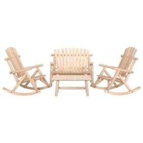Juego de muebles de jardín 4 piezas madera maciza de abeto
