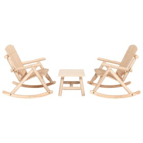 Juego de muebles de jardín 3 piezas madera maciza de abeto