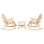 Juego de muebles de jardín 3 piezas madera maciza de abeto