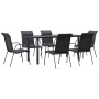 Juego de comedor para jardín 7 piezas acero y textilene negro by , Garden sets - Ref: Foro24-3200715, Price: 284,20 €, Discou...