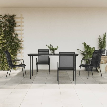 Juego de comedor para jardín 5 piezas acero y textilene negro von , Gartensets - Ref: Foro24-3200686, Preis: 237,03 €, Rabatt: %